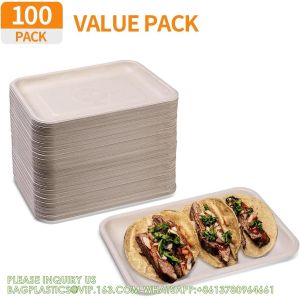 8 Inch Heavy Duty Paper Plates, Bend-Resist Compostable Medium Size Disposable