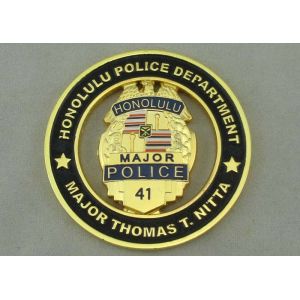 Soft Enamel Personalized Coins Honolulu Police Department , Gold Plating 3D Zinc