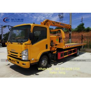 LHD ISUZU 4x2 5T Flatbed Towing Truck With XCMG Crane