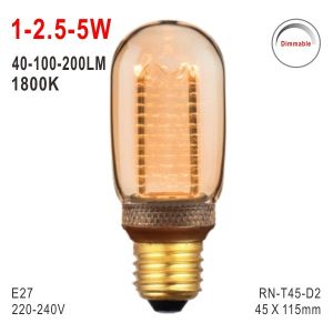 T45 Bulb, LED Deco Bulb, E27 Bulb, Fashionable Glass Bulb, Warm White LED Candle
