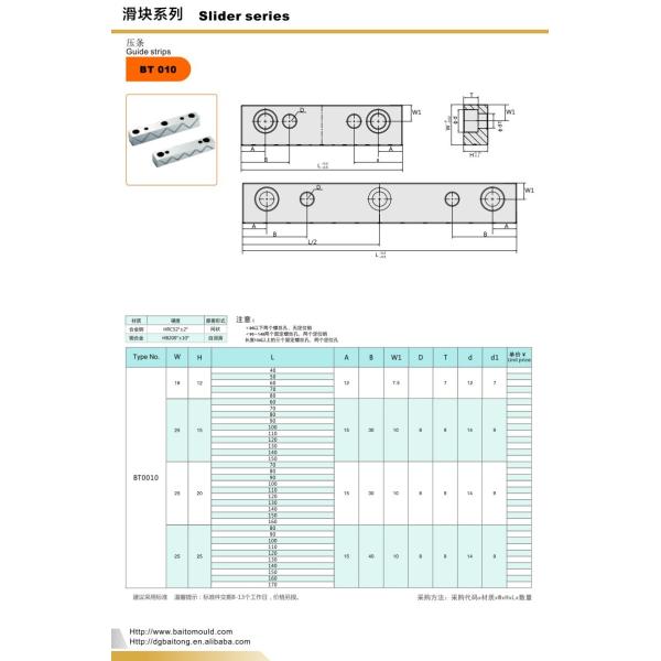 BAITO Guide strips /slide center plate / wear-resistant block guide plate for mould parts