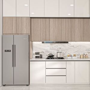 Apartment Project Full Set Smart Modern Style Custom Cabinet Wood Grain Kitchen