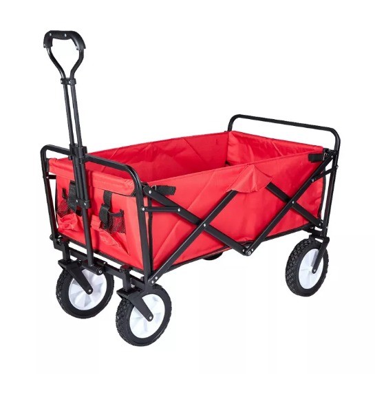 Quality Beach Outdoor Hand Pull Trolley Foldable Wagon Cart with Canopy and Four Wheels wholesale