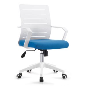 White And Blue Officeworks Desk Chairs , High Back Adjustable Computer Chair