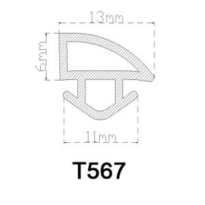 200 Meters / Roll PVC Rubber Strip For Wardrobe Door Light Grey