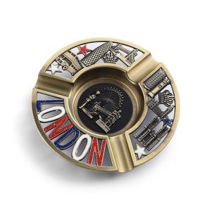 Customized Rohs 118mm Round Metal Ashtray / Portable Cigarette Ashtray