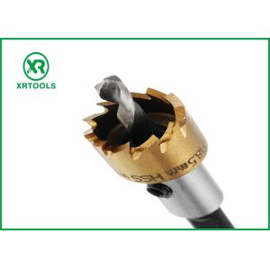 M35 Gold Coated HSS Hole Saw , Three Flat Shank 6mm Hole Saw 18 Degree Split