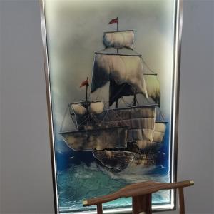 Cheap 19mm Thickness Tempered Art Glass Hot Melt Sailboat Ultra Clear Glass Painting for sale