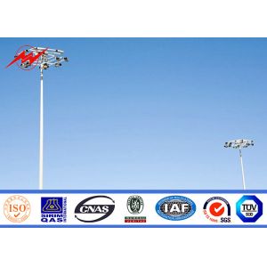 35M Round Galvanized Stadium High Mast Light Pole With 400kg Rasing Lifting