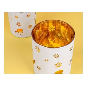 Carved Gold Ancient Castle Christmas Glass Candle Jar For Home Decoration