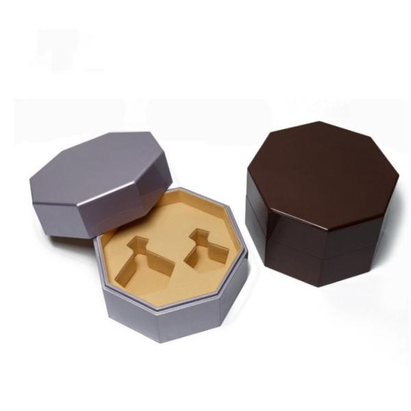 Custom Hexagonal Jewelry Earring Ring Box With High Glossy Lacquer Wood Jewelry
