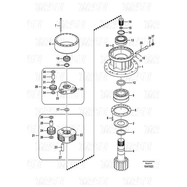 VOE14547275 EC290B Excavator Swing 1 Stage Planetary Gear with Heat Treatment and View Image Tooth Number