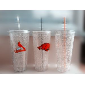 China Plastic Tumbler Cup with gel,with straw on sale