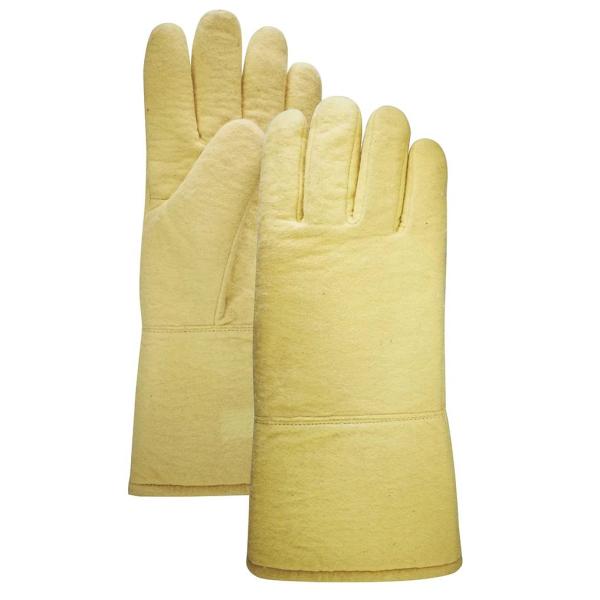 Quality Yellow kevlar felt 350 Degrees Fire Resistant Work Gloves 2 layers wholesale