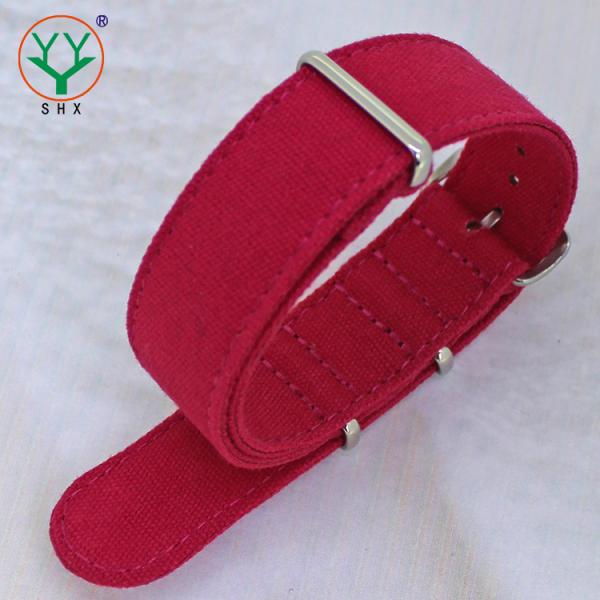20mm Canvas Strap Watch Band , One Piece Nato Strap With Polish Hardware