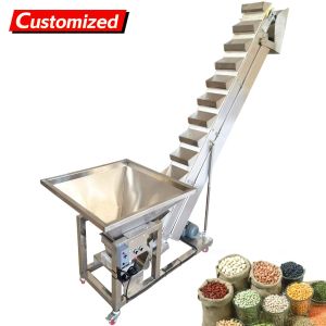 Custom Stainless Steel Bucket Elevator with 150L Hopper and 17.2 Gal/Min Capacity Featuring Adjustable Vibrating Control for Granular Materials