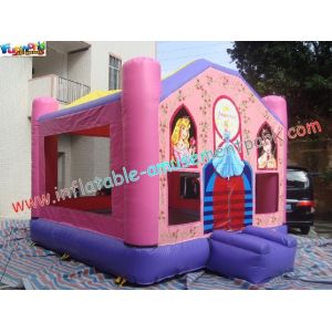 0.55mm PVC Tarpaulin Kids Pink Princess Inflatable Moonwalk Commercial Bouncy