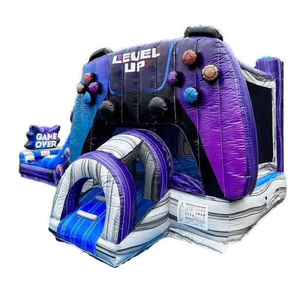 Customization And Durable Level Up Gamer Bounce House With Slide For Amusement