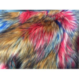 China Soft Rainbow Plush Faux Fur Fabric Jacquard Compostion Acrylic For Collar on sale