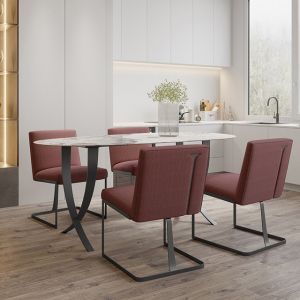 180*92cm Contemporary Marble Dining Table ODM White Stainless Frame