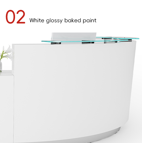 High Gloss Painting Glass Top Reception Desk For Meeting Room Furniture