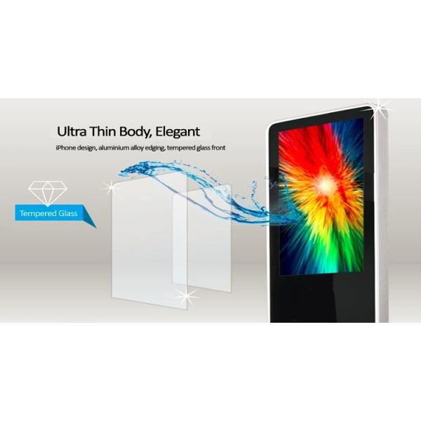 Coffee Shop Capacitive Interactive Touch Screen Kiosk 21.5 Inch Free Standing With Magazine Holder