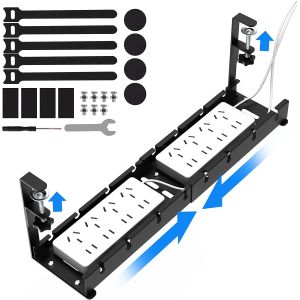 China Retractable Cable Organizer for Desk No Drill No Damage Sturdy Metal Wire Under Desk on sale