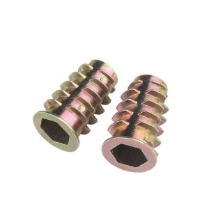Zinc Alloy Threaded Furniture Wood Insert Nuts Countersunk Head
