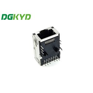 8p12 Rj45 Pcb Jack Shielded 1 Port RJ45 Modular Socket PA66 With LED