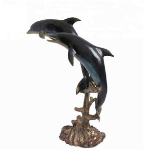 20cm Cast Iron Abstract Metal Dolphin Statue Home Decor SGS Certified