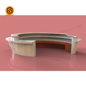 Acrylic Solid Surface Reception Desk Curved White Reception Desk