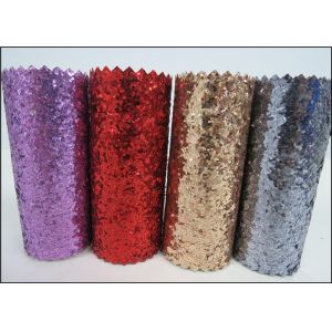 Sparkle Mixed Glitter Fabric Sheets , Pu Leather Multi Color Glitter Fabric