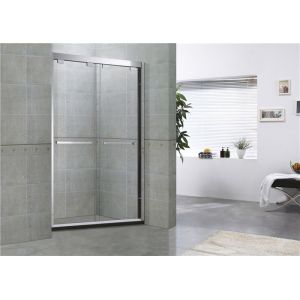 China Clear Double Sliding Glass Shower Doors With Double Long Hole Distance Handles for Home on sale
