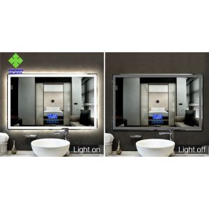 IP44 Rating LED Lighted Bathroom Mirror Wall Mount Silver Mirror Raw Material