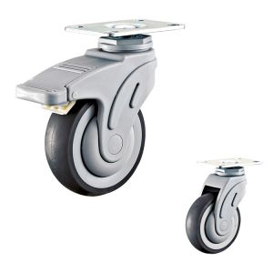 96x63mm Plate Mount Casters 5 Inch Swivel Locking Medical Caster Wheels Bulk