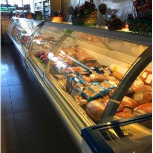 Fan Cooling Large Capacity Deli Cooler Showcase For Chicken , Beef , Dairy