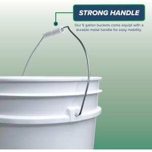 5 Gallon White Bucket & Lid - Durable 90 Mil All Purpose Pail - Food Grade - BPA