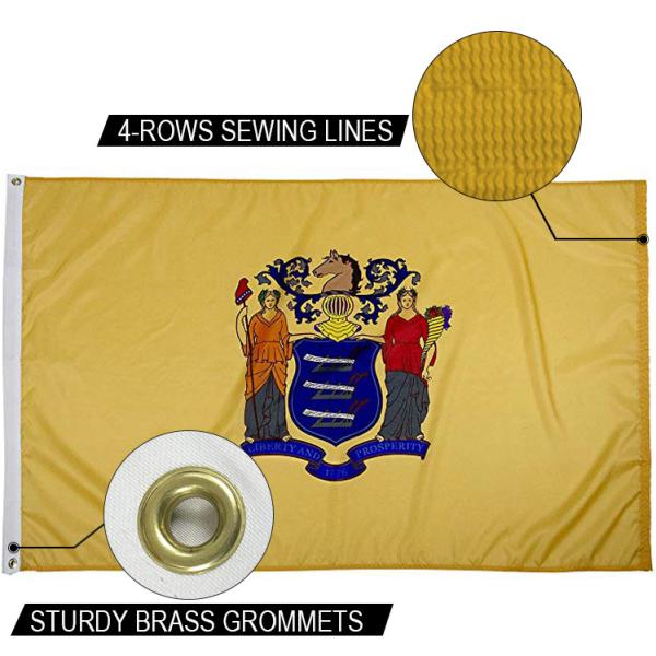Acid Digital Printing State Of New Jersey Flag 3x5 Ft Outdoor Heavy Duty Dupont