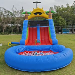Cheap Double Lane PVC Inflatable Water Slide Combo With Pool Obstacle Climb Inflatable Pool Slides for sale