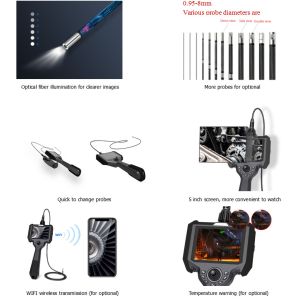 Portable Industrial Optical Endoscope IP54 360° Full Direction Articulation