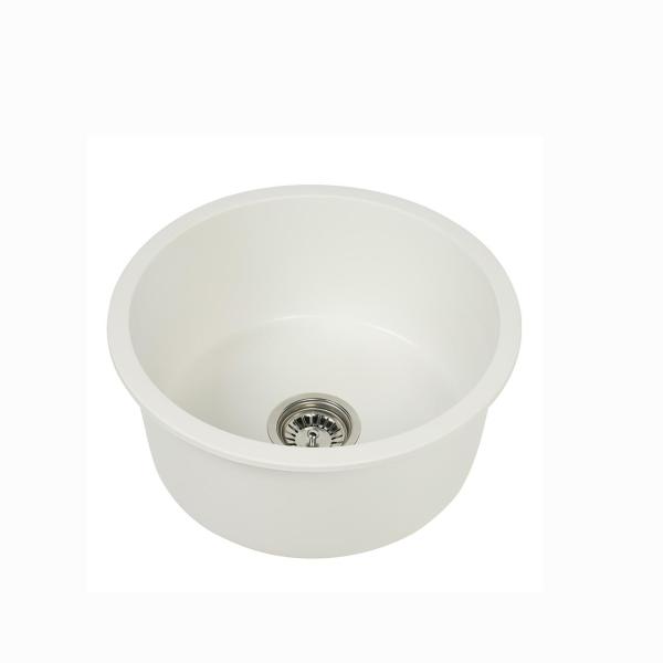 410mm Black Quartz Undermount Round Single Bowl Kitchen Sink With Splashback