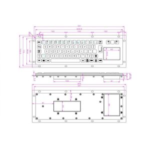 40counts/Mm Sus304 Industrial Metal Keyboard IP65 Brushed Stainless Steel