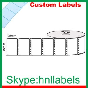 Cheap Custom Thermal Label 50mmX25mm/1 Plain D/Thermal Roll Perm,Perfs, 2,000Lpr,25mm core for sale