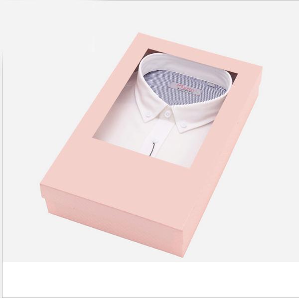 Custom design soft cardboard paper packaging box for shirt with pvc window