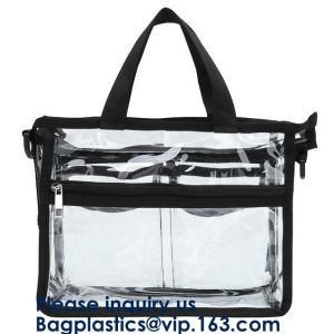 Clear PVC Makeup Cosmetic Bag With Extra 2 Front Magnet Pockets And Zipper Bag