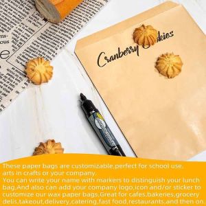 BOPP Sealable Greaseproof Flat Brown Kraft Paper Food Bags Pouch For Bakery