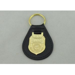 China 3D NCIS Personalized Leather Key Chain With Gold Plating Emblem on sale