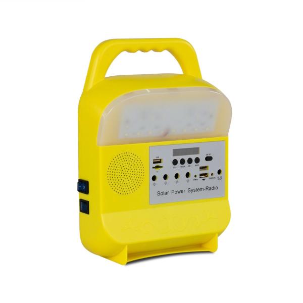 Quality 5W Solar Rechargeable Light with Radio, Bluetooth Speaker & USB for Home & Campers wholesale