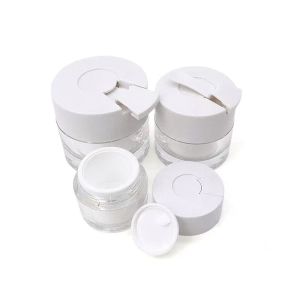 15/30/50g Clear Double-Wall Cosmetic Cream Jar with Built-in Hygienic Spoon for
