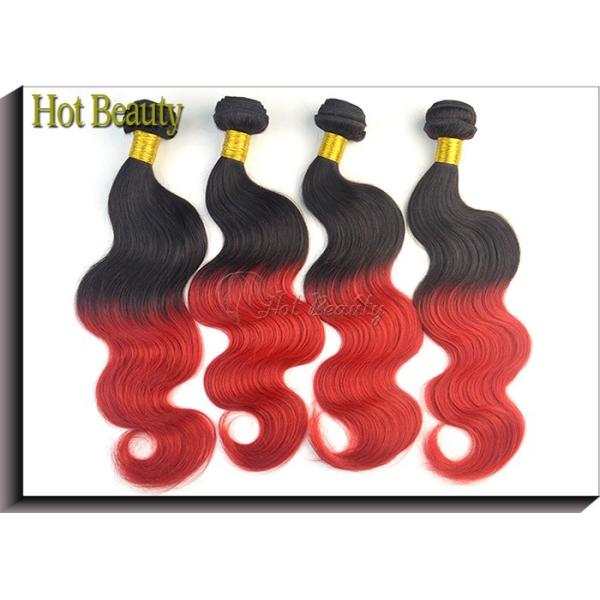 Quality 100% Remy Brazilian Wavy Human Hair Extensions Natural Black and Red Color wholesale